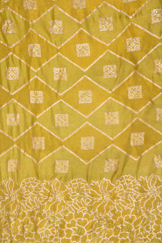 Pista Woven Zari Cotton Unstitched Salwar Suit With Cotton Dupatta