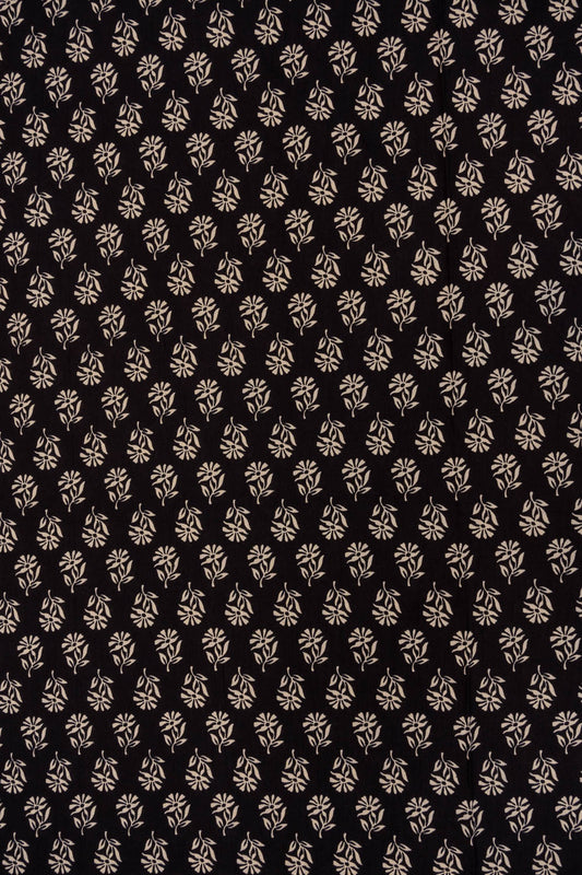 Tussar And Black Digital Printed Cotton Unstitched Salwar Suit With Cotton Dupatta