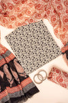 Tussar And Black Digital Printed Cotton Unstitched Salwar Suit With Cotton Dupatta