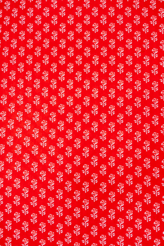 Red Digital Printed Cotton Unstitched Salwar Suit With Cotton Dupatta