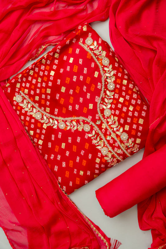 Timeless Elegance Rani Cotton Unstitched Salwar Kameez With Chiffon Dupatta