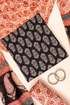 Black Digital Printed Cotton Unstitched Salwar Suit With Cotton Dupatta