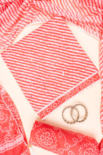 Coral Lehriya Printed Cotton Unstitched Salwar Suit With Cotton Dupatta