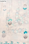 White Firozi Floral Printed Cotton Unstitched Salwar Suit With Cotton Dupatta