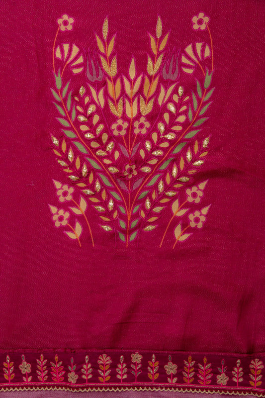 Step Into The Spotlight Magenta Shimmer Unstitched Salwar Kameez With Georgette Dupatta