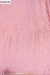 Pink Mirror Sheet, Sequence, Threadwork & Floral Printed Crepe Unstitched Salwar Suit With Chiffon Dupatta