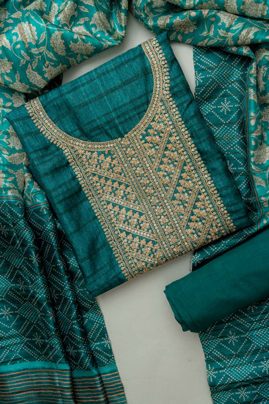 Effortless Glamour Rama Cotton Unstitched Salwar Kameez With Cotton Dupatta