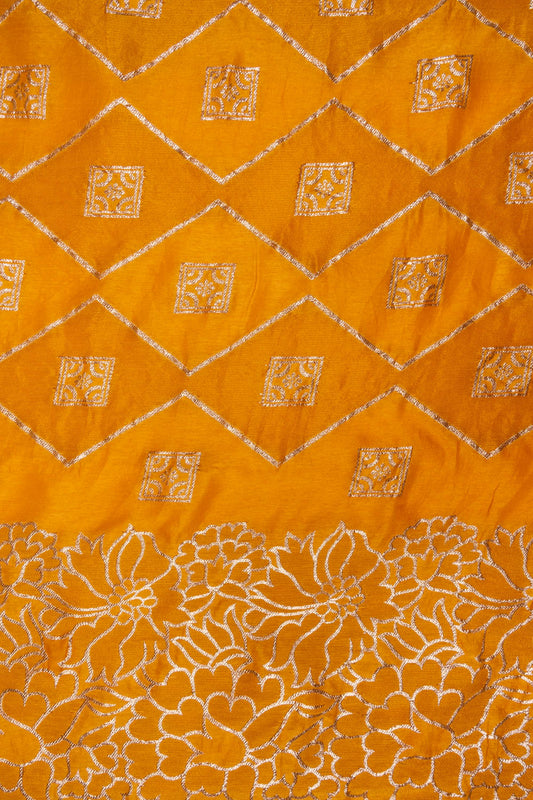 Mango Gold Woven Zari Cotton Unstitched Salwar Suit With Cotton Dupatta