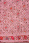 Pink Mirror Sheet, Threadwork & Floral Printed Cotton Unstitched Salwar Suit With Chiffon Dupatta