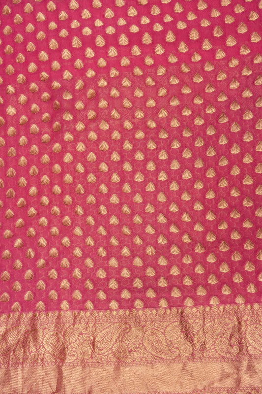 Gajari Banarasi Woven Zari Khaddi Georgette Unstitched Salwar Suit With Georgette dupatta