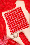 Red Digital Printed Cotton Unstitched Salwar Suit With Cotton Dupatta