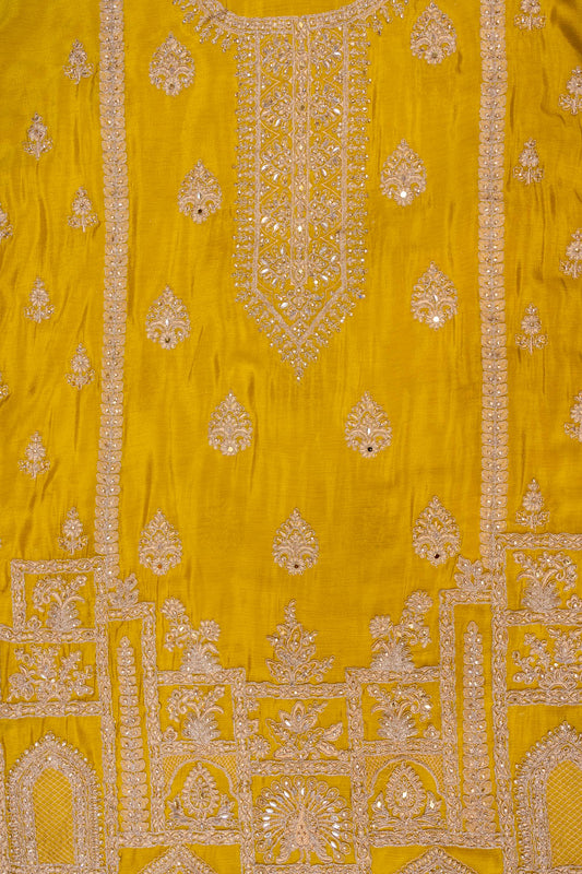 Pista Sequence & Zari Threadwork Chinon Unstitched Salwar Suit With Chinon Dupatta