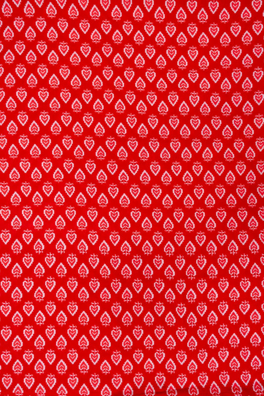 Red Digital Printed Cotton Unstitched Salwar Suit With Cotton Dupatta