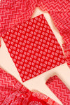 Red Digital Printed Cotton Unstitched Salwar Suit With Cotton Dupatta