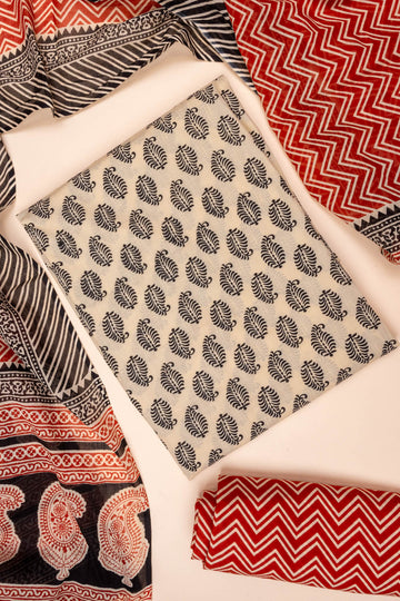 Tussar Black Digital Printed Cotton Unstitched Salwar Suit With Cotton Dupatta