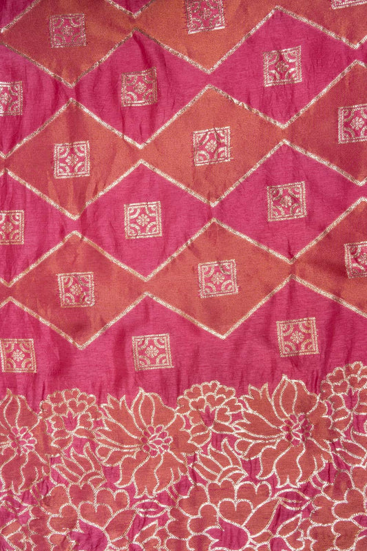 Gajari Woven Zari Cotton Unstitched Salwar Suit With Cotton Dupatta