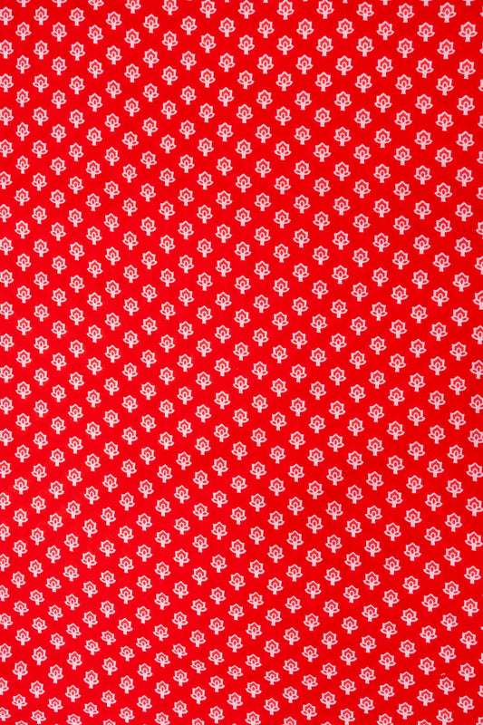 Red Digital Printed Cotton Unstitched Salwar Suit With Cotton Dupatta