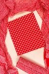 Red Digital Printed Cotton Unstitched Salwar Suit With Cotton Dupatta