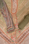 Pista Mirror Sheet, Threadwork & Digital Printed Cotton Unstitched Salwar Suit With Chiffon Dupatta