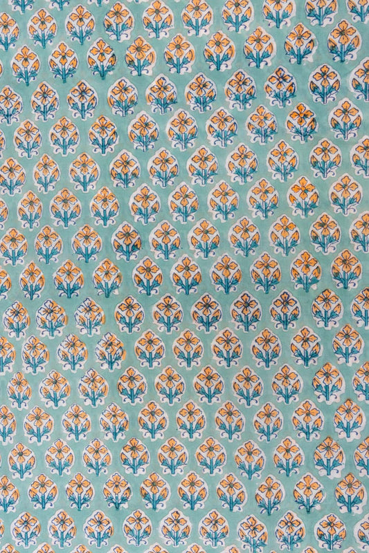 Tea-green Digital Printed Cotton Unstitched Salwar Suit With Cotton Dupatta