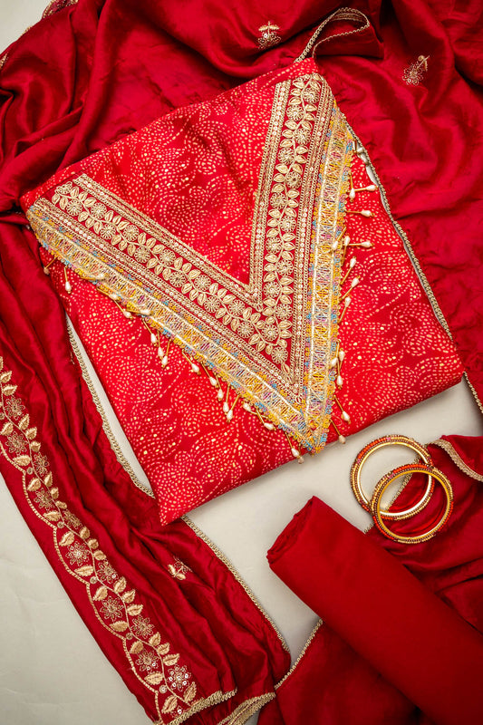 Heritage Heirloom Maroon Cotton Unstitched Salwar Kameez With Cotton Dupatta