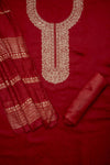 Heritage Heirloom Maroon Cotton Unstitched Salwar Kameez With Cotton Dupatta