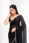Bold Statement Black Georgette Braso Saree With Unstitched Blouse