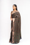 Bold Statement Black Banarasi Silk Saree With Unstitched Blouse