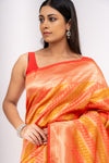 Sunshine Charm Mustard Banarasi Silk Saree With Unstitched Blouse