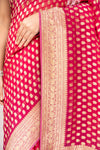Charm Of Dark Gajari Khaddi Georgette Saree With Unstitched Blouse