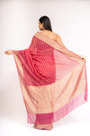 Charm Of Dark Gajari Khaddi Georgette Saree With Unstitched Blouse