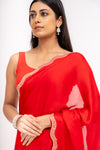 Grace Redefined Red Georgette Braso Saree With Unstitched Blouse