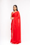 Grace Redefined Red Georgette Braso Saree With Unstitched Blouse