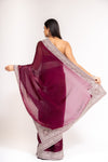 Regal And Radiant Garnet Simmer Saree With Unstitched Blouse