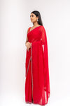 Heritage Heirloom Maroon Shimmer Saree With Unstitched Blouse
