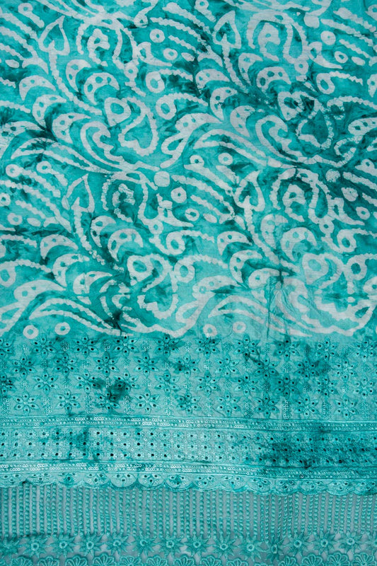 Rama Cutwork, Sequence & Threadwork Cotton Unstitched Salwar Suit With Cotton Dupatta