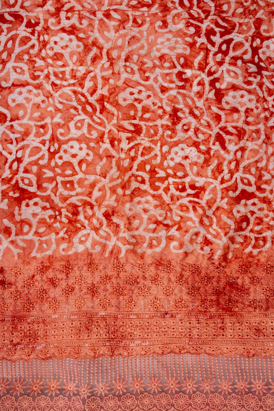 Copper Cutwork, Sequence & Threadwork Cotton Unstitched Salwar Suit With Cotton Dupatta