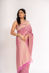 Glow Different In Gajari Khaddi Saree With Unstitched Blouse
