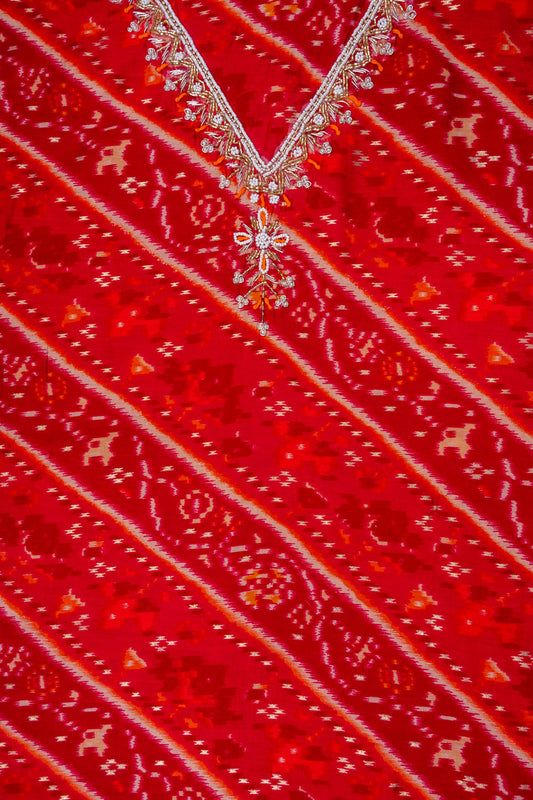 Rani Bead, Cutdana, Dabka, Sequence, Zarkan & Digital Printed Cotton Unstitched Salwar Suit With Cotton Dupatta