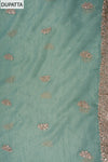 Mint Green Swarovski, Zarkan & Zari Threadwork Shimmer Unstitched Salwar Suit With Shimmer Dupatta