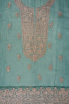 Mint Green Swarovski, Zarkan & Zari Threadwork Shimmer Unstitched Salwar Suit With Shimmer Dupatta
