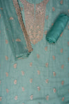 Mint Green Swarovski, Zarkan & Zari Threadwork Shimmer Unstitched Salwar Suit With Shimmer Dupatta