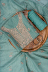Mint Green Swarovski, Zarkan & Zari Threadwork Shimmer Unstitched Salwar Suit With Shimmer Dupatta