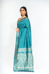 Soft Hues Rama Dola Saree With Unstitched Blouse