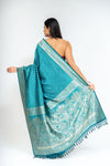 Soft Hues Rama Dola Saree With Unstitched Blouse
