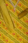 Pista Bead, Cutdana, Dabka, Sequence, Zarkan & Digital Printed Cotton Unstitched Salwar Suit With Cotton Dupatta