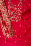 Rani Bead, Cutdana, Dabka, Sequence & Zari Threadwork Cotton Unstitched Salwar Suit With Cotton Dupatta