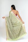 Wrapped In Elegance Pista Banarasi Silk Saree With Unstitched Blouse