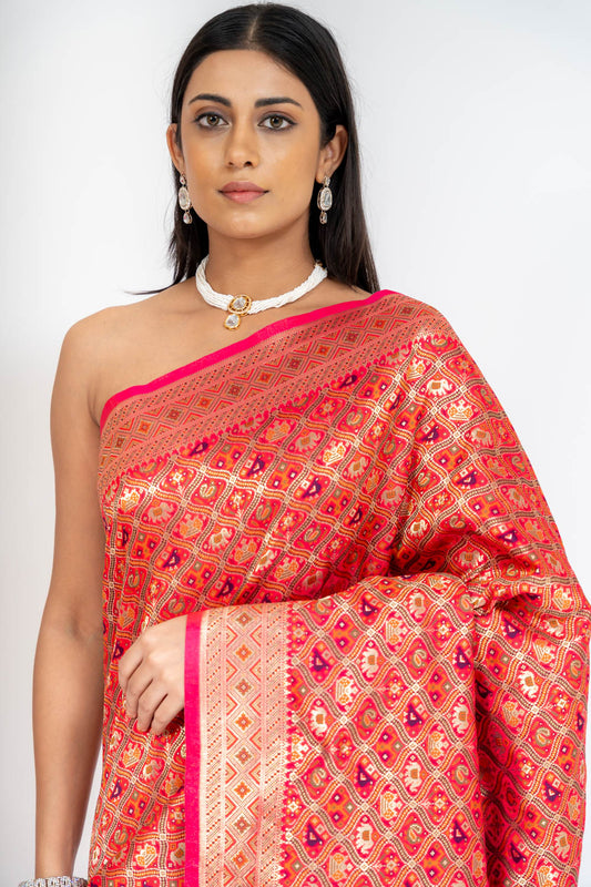 Timeless Elegance Rani Banarasi Silk Saree With Unstitched Blouse
