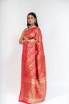Timeless Elegance Rani Banarasi Silk Saree With Unstitched Blouse